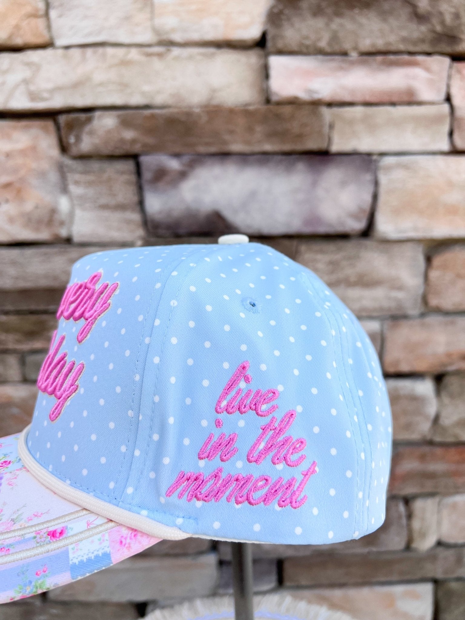 “It’s a Very Good Day” Light Blue Polka Dot Trucker Hat - The Pink Pineapple 850