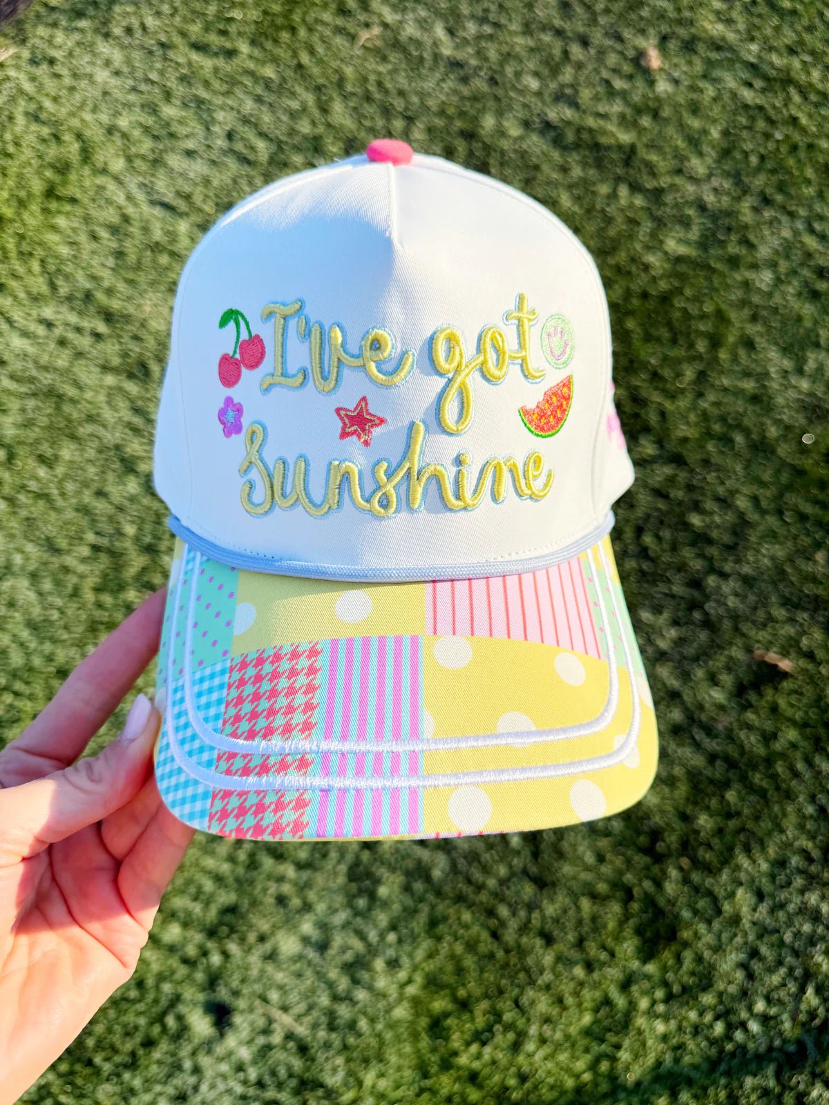 I’ve Got Sunshine Patchwork Snapback Hat - The Pink Pineapple 850