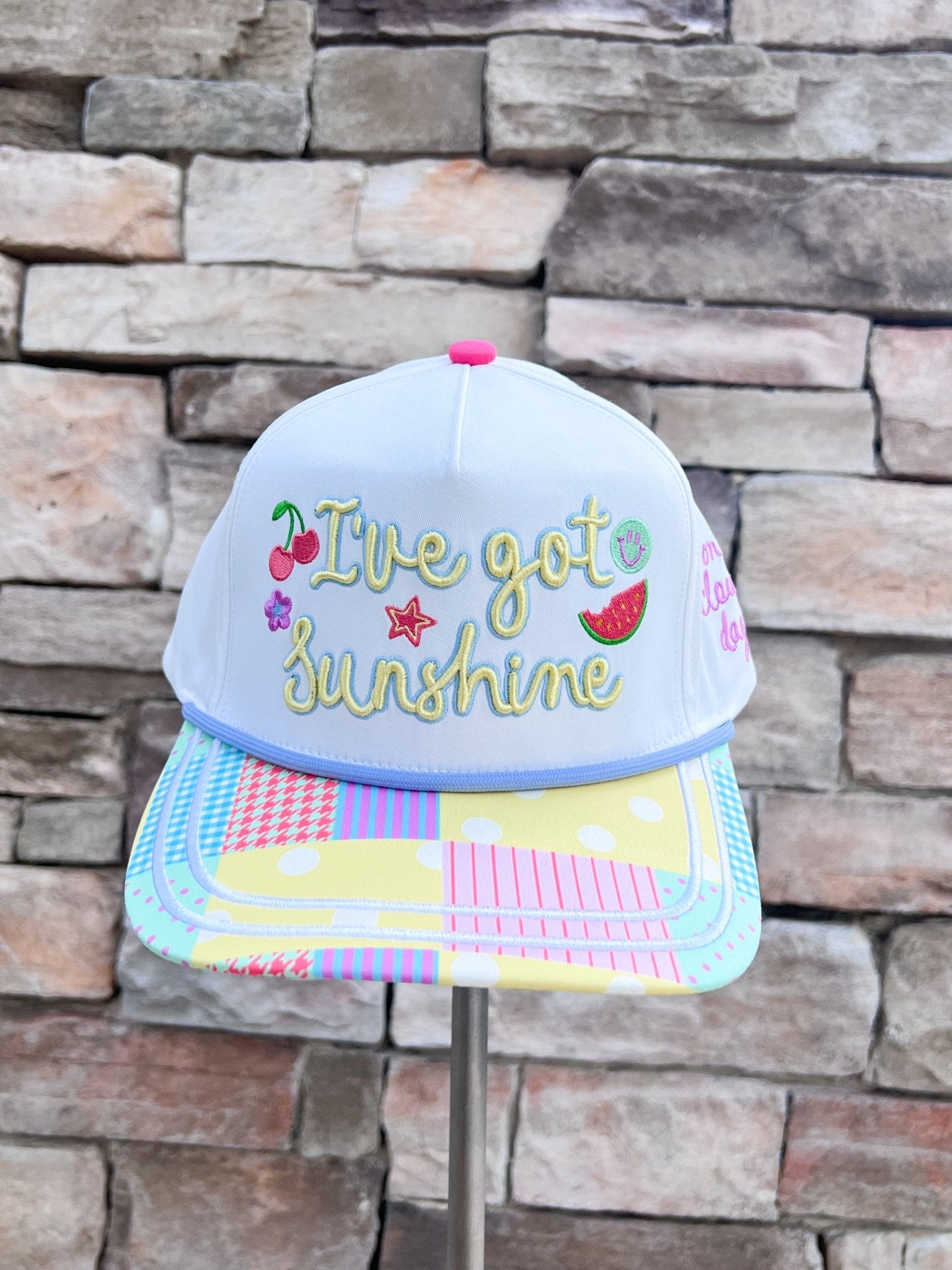I’ve Got Sunshine Patchwork Snapback Hat - The Pink Pineapple 850