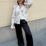 Ivory Blossom Button - Front Ruffle Blouse - The Pink Pineapple 850