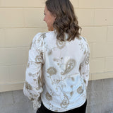 Ivory Blossom Button - Front Ruffle Blouse - The Pink Pineapple 850