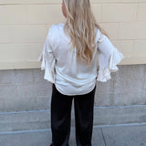 Ivory Grace Pleated V - Neck Blouse - The Pink Pineapple 850