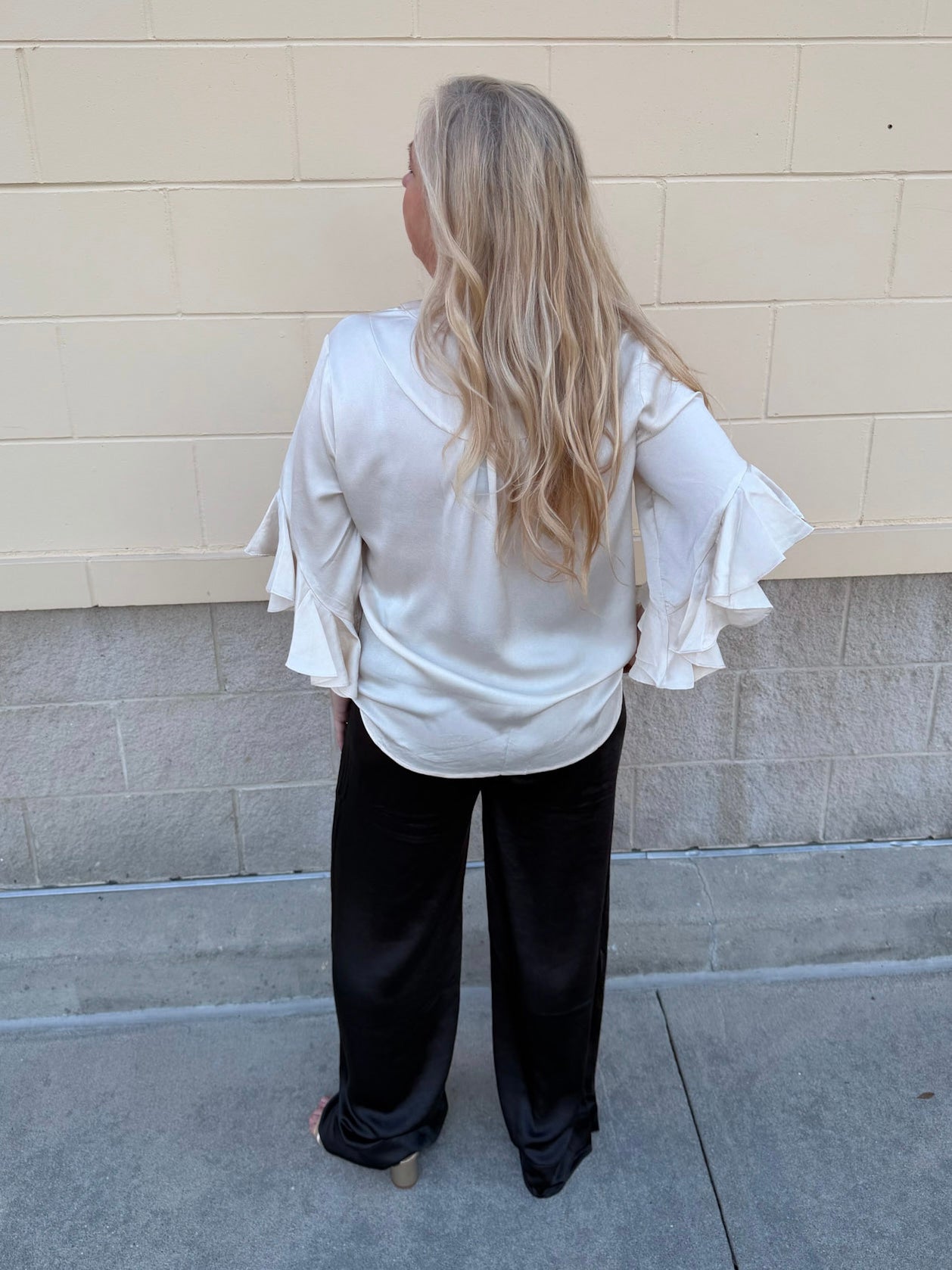 Ivory Grace Pleated V - Neck Blouse - The Pink Pineapple 850