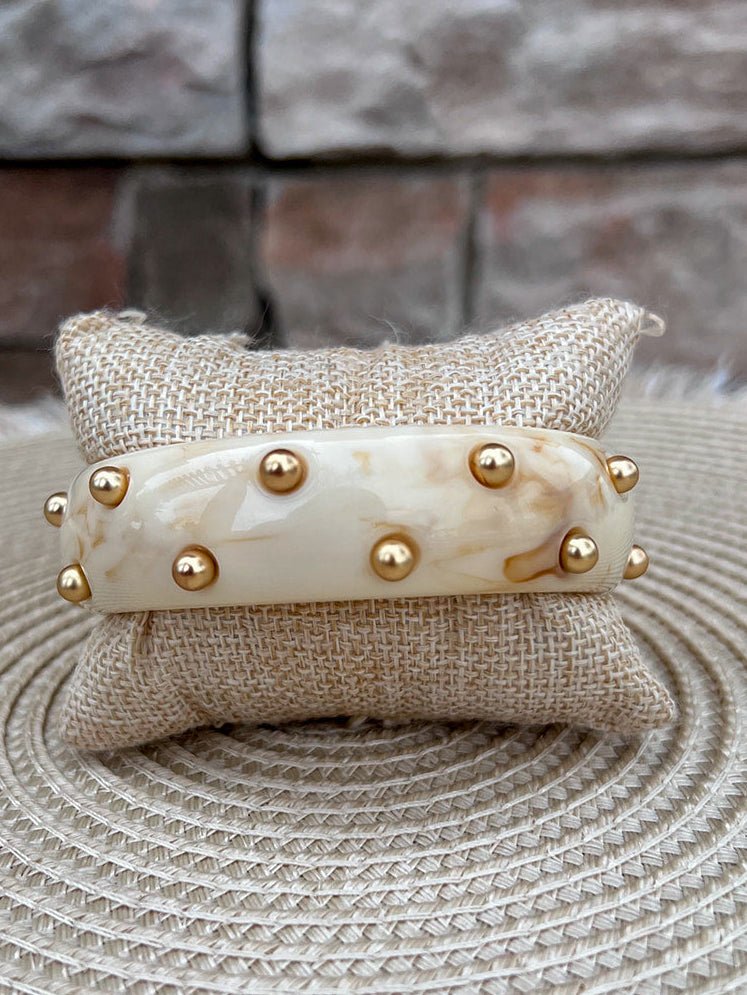 Ivory Marbled Studded Bangle - The Pink Pineapple 850