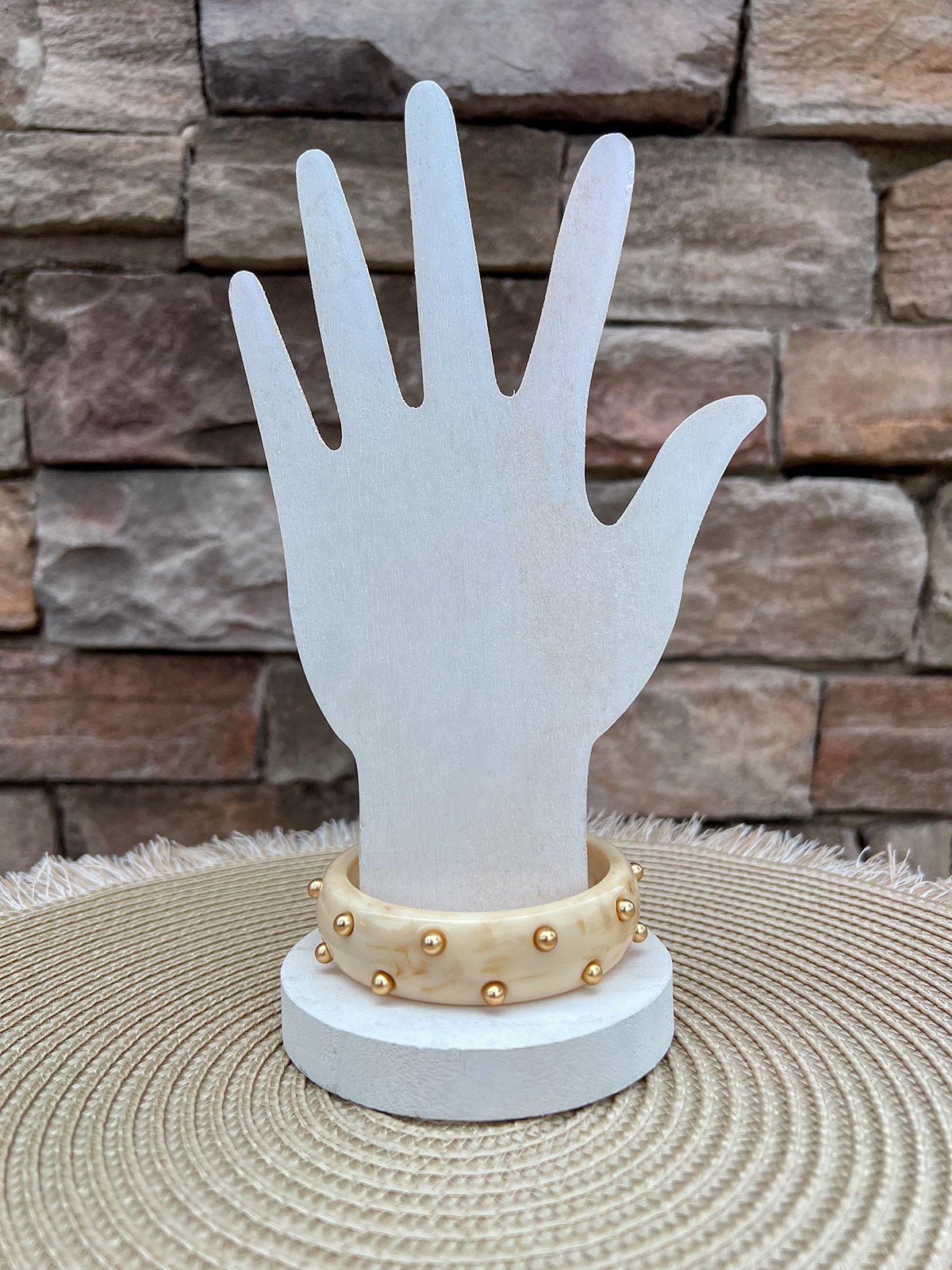 Ivory Marbled Studded Bangle - The Pink Pineapple 850