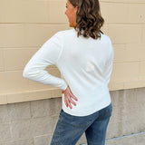 Ivory Poise Button - Cuff Knit Top - The Pink Pineapple 850