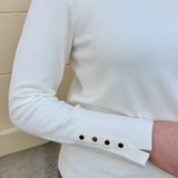 Ivory Poise Button - Cuff Knit Top - The Pink Pineapple 850