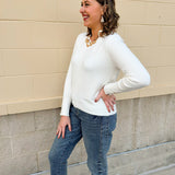 Ivory Poise Button - Cuff Knit Top - The Pink Pineapple 850