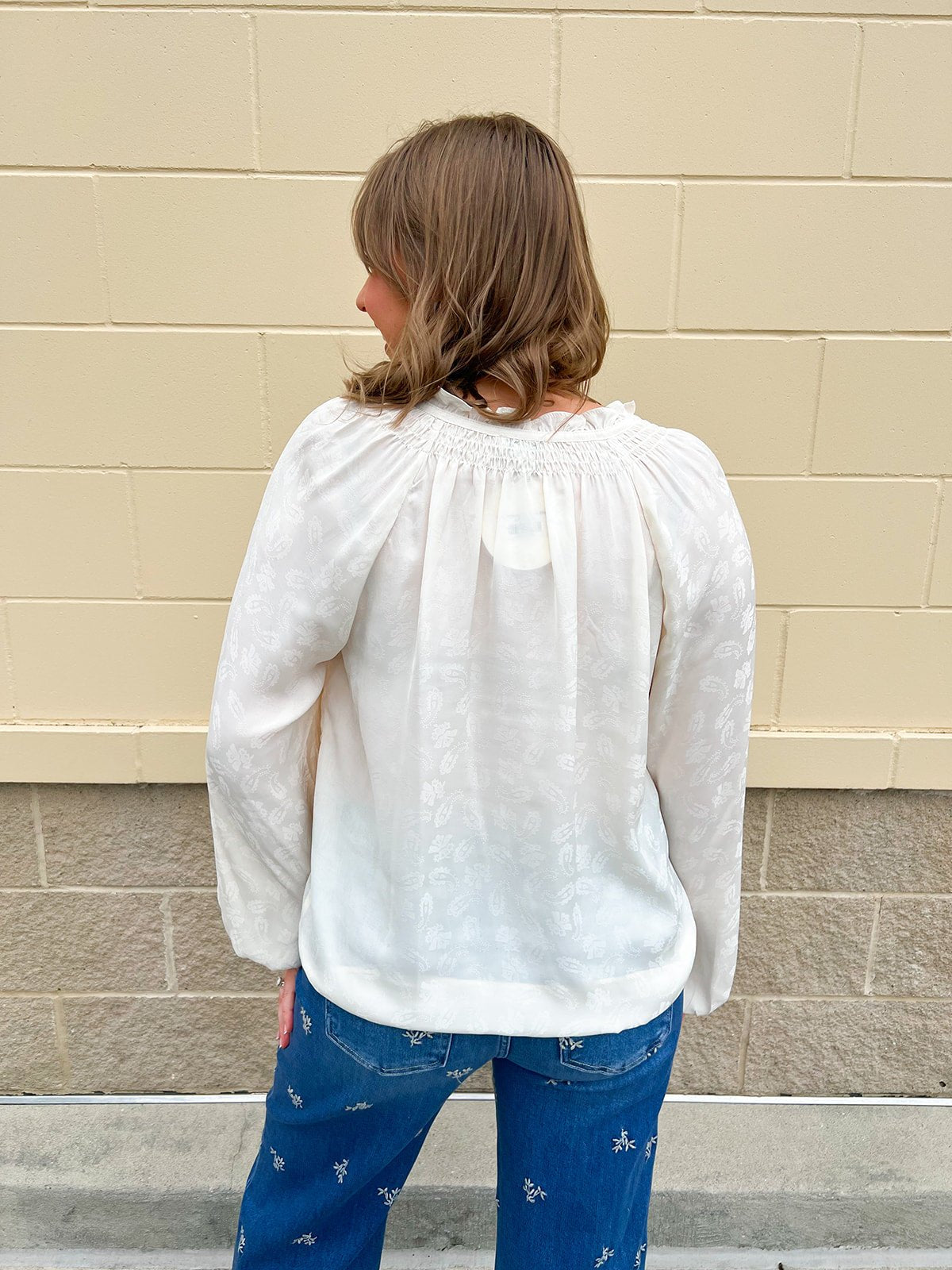 Ivory Whimsy Tie - Neck Blouse - The Pink Pineapple 850