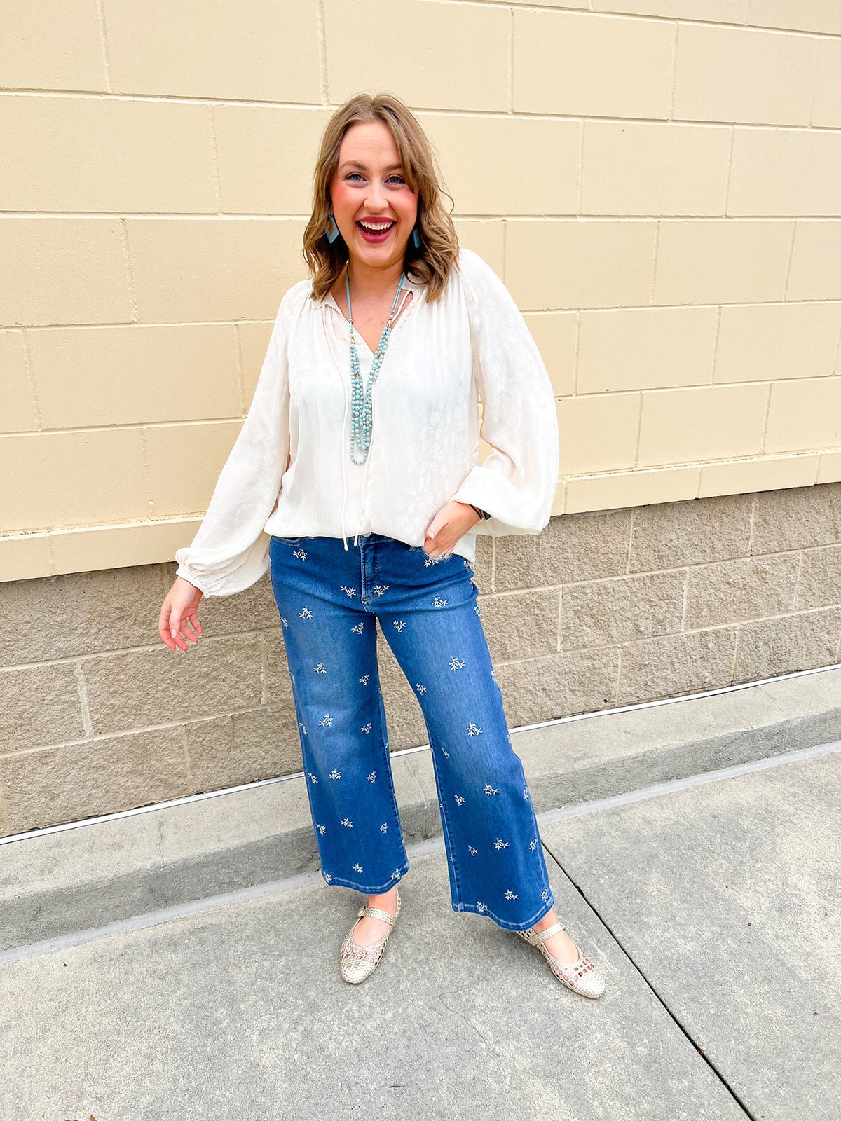 Ivory Whimsy Tie - Neck Blouse - The Pink Pineapple 850