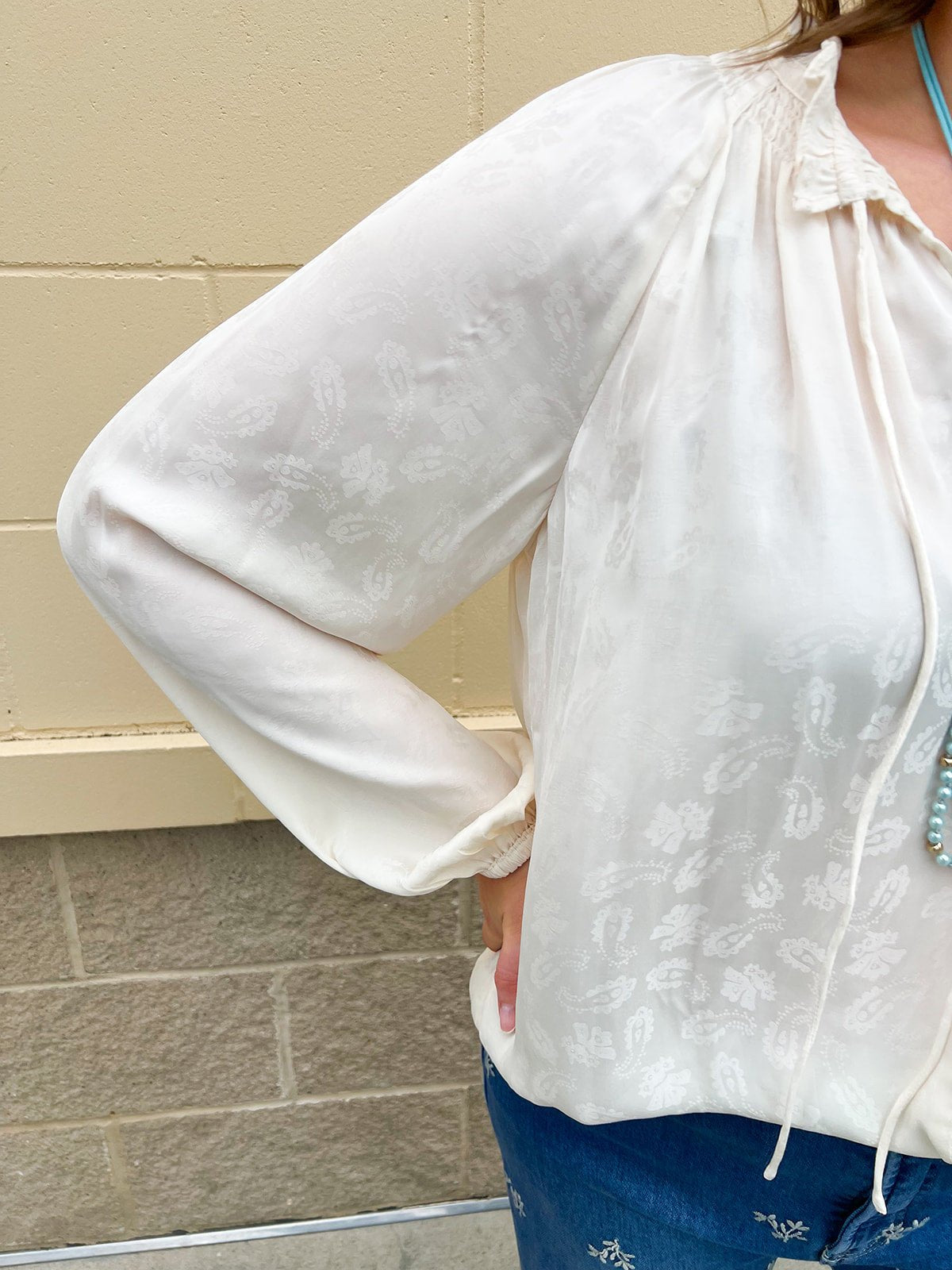 Ivory Whimsy Tie - Neck Blouse - The Pink Pineapple 850