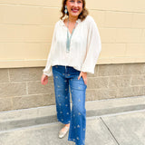 Ivory Whimsy Tie - Neck Blouse - The Pink Pineapple 850