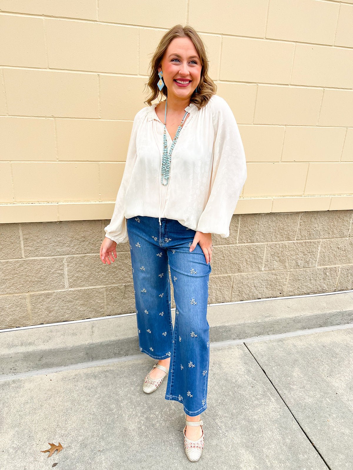 Ivory Whimsy Tie - Neck Blouse - The Pink Pineapple 850