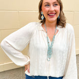 Ivory Whimsy Tie - Neck Blouse - The Pink Pineapple 850