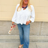 Ivory Whisper Ruffle V - Neck Blouse - The Pink Pineapple 850