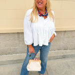 Ivory Whisper Ruffle V - Neck Blouse - The Pink Pineapple 850