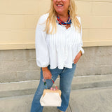 Ivory Whisper Ruffle V - Neck Blouse - The Pink Pineapple 850