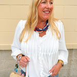 Ivory Whisper Ruffle V - Neck Blouse - The Pink Pineapple 850