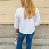 Ivory Whisper Ruffle V - Neck Blouse - The Pink Pineapple 850