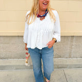 Ivory Whisper Ruffle V - Neck Blouse - The Pink Pineapple 850