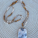 Jenna Natural Stone Necklace in Tan - The Pink Pineapple 850