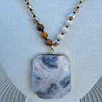 Jenna Natural Stone Necklace in Tan - The Pink Pineapple 850