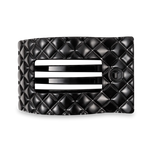 Large jet black quilted flat rectangle hair clip with a modern rectangular shape and comfortable flat-back design.
