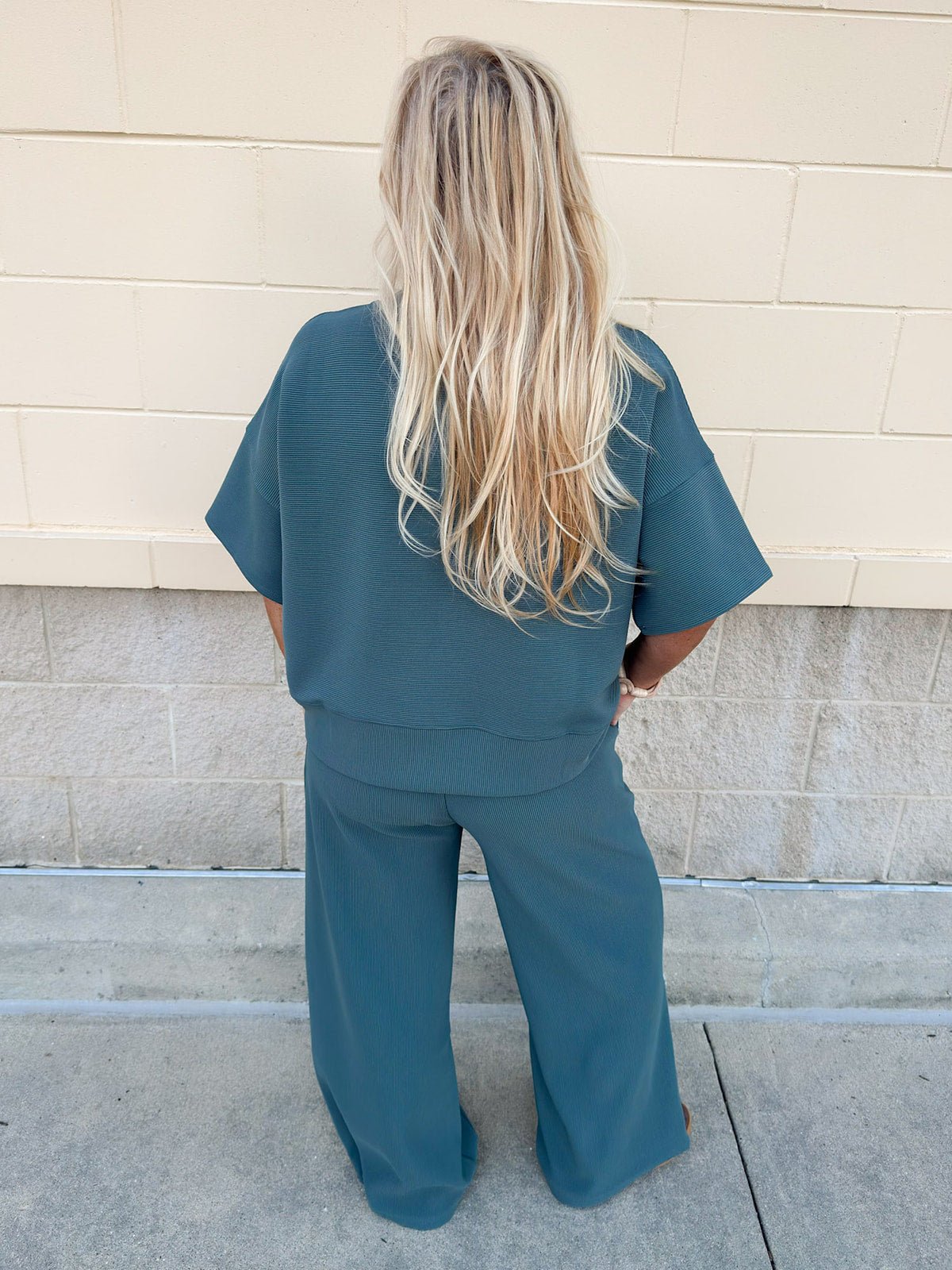 Jewel Blue Ribbed Lounge Set - The Pink Pineapple 850