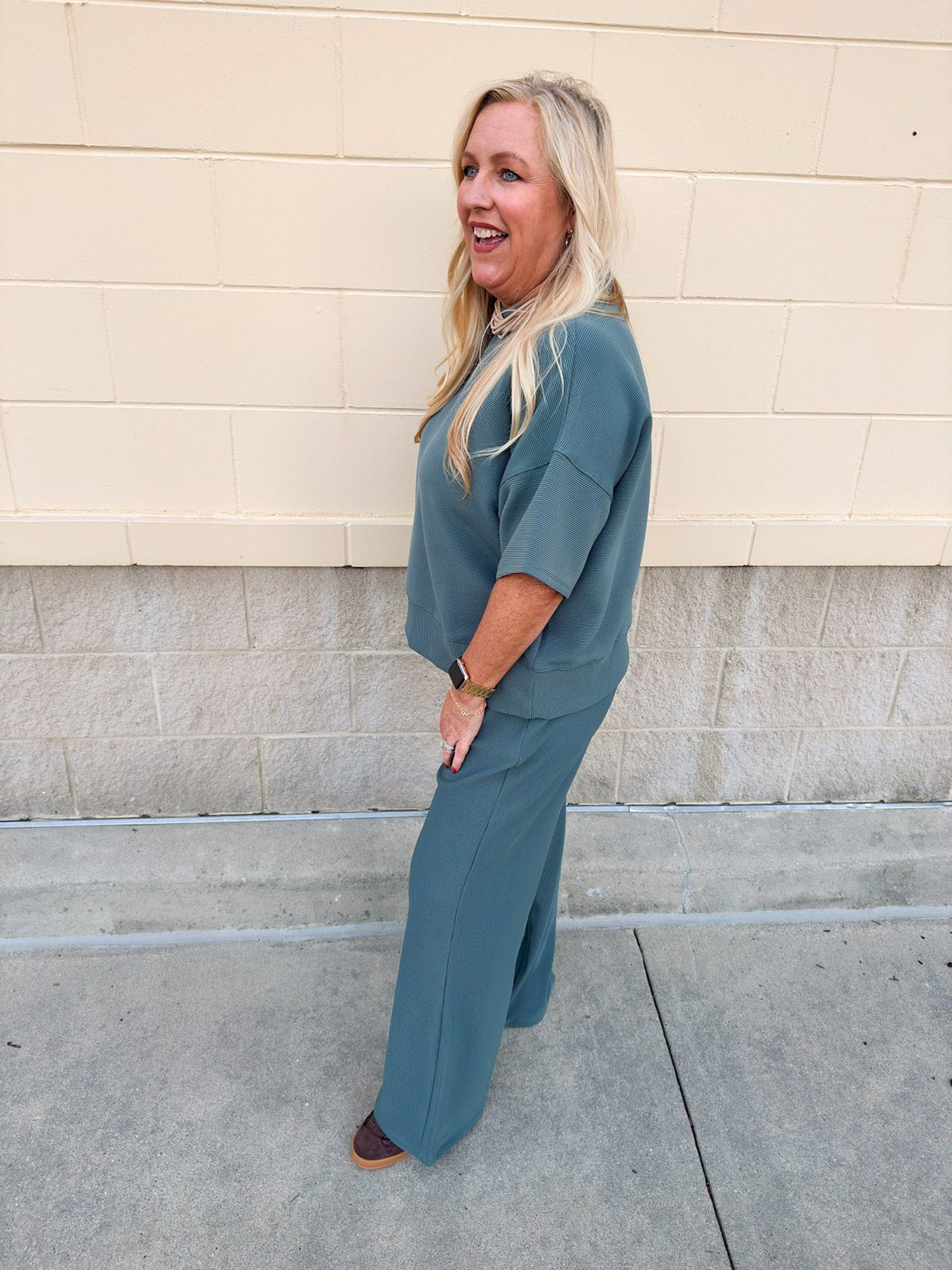 Jewel Blue Ribbed Lounge Set - The Pink Pineapple 850