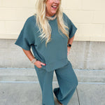 Jewel Blue Ribbed Lounge Set - The Pink Pineapple 850