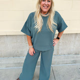 Jewel Blue Ribbed Lounge Set - The Pink Pineapple 850