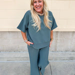 Jewel Blue Ribbed Lounge Set - The Pink Pineapple 850