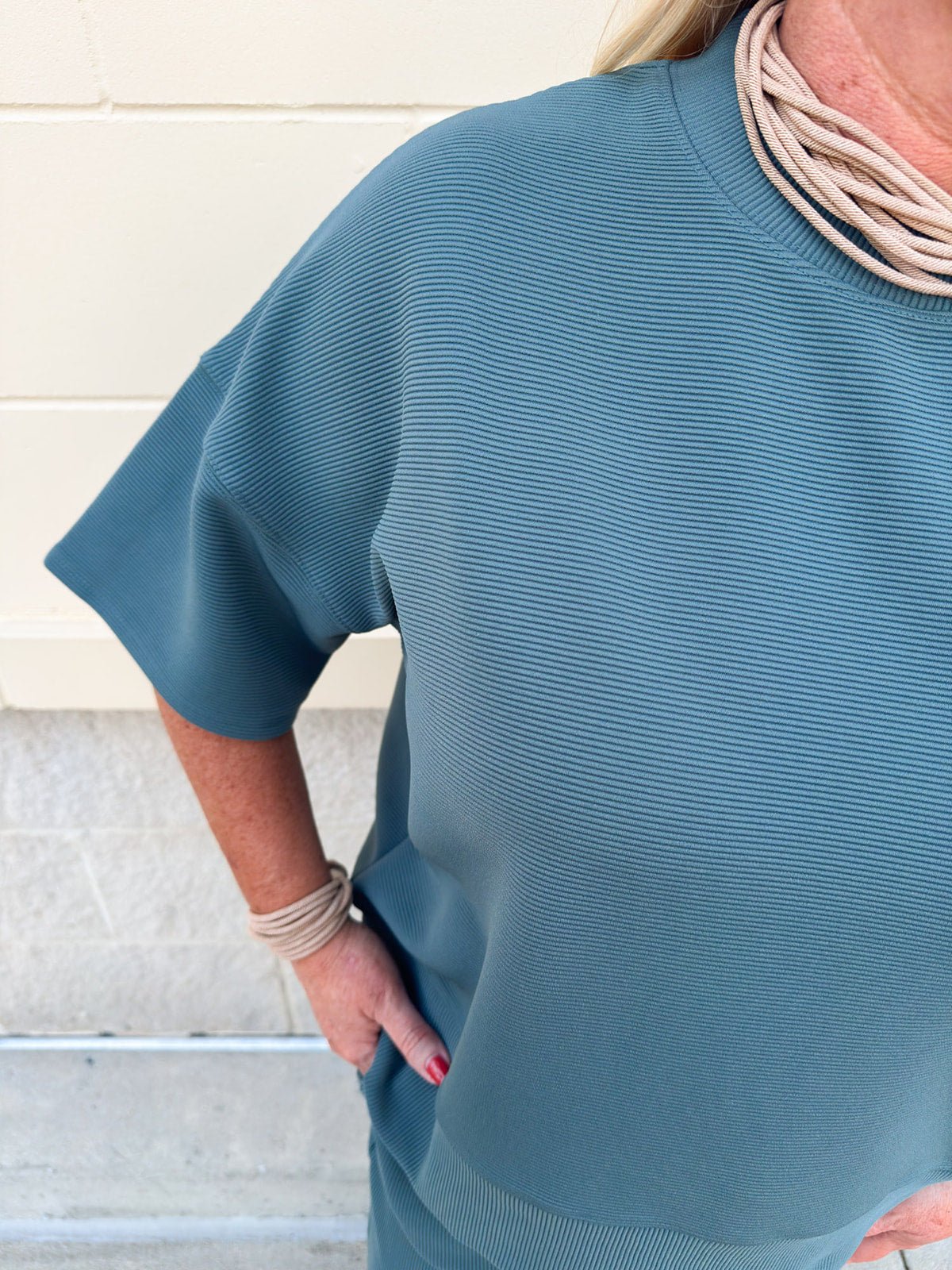 Jewel Blue Ribbed Lounge Set - The Pink Pineapple 850