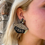 Jeweled Graduation Cap Beaded Drop Earrings - The Pink Pineapple 850
