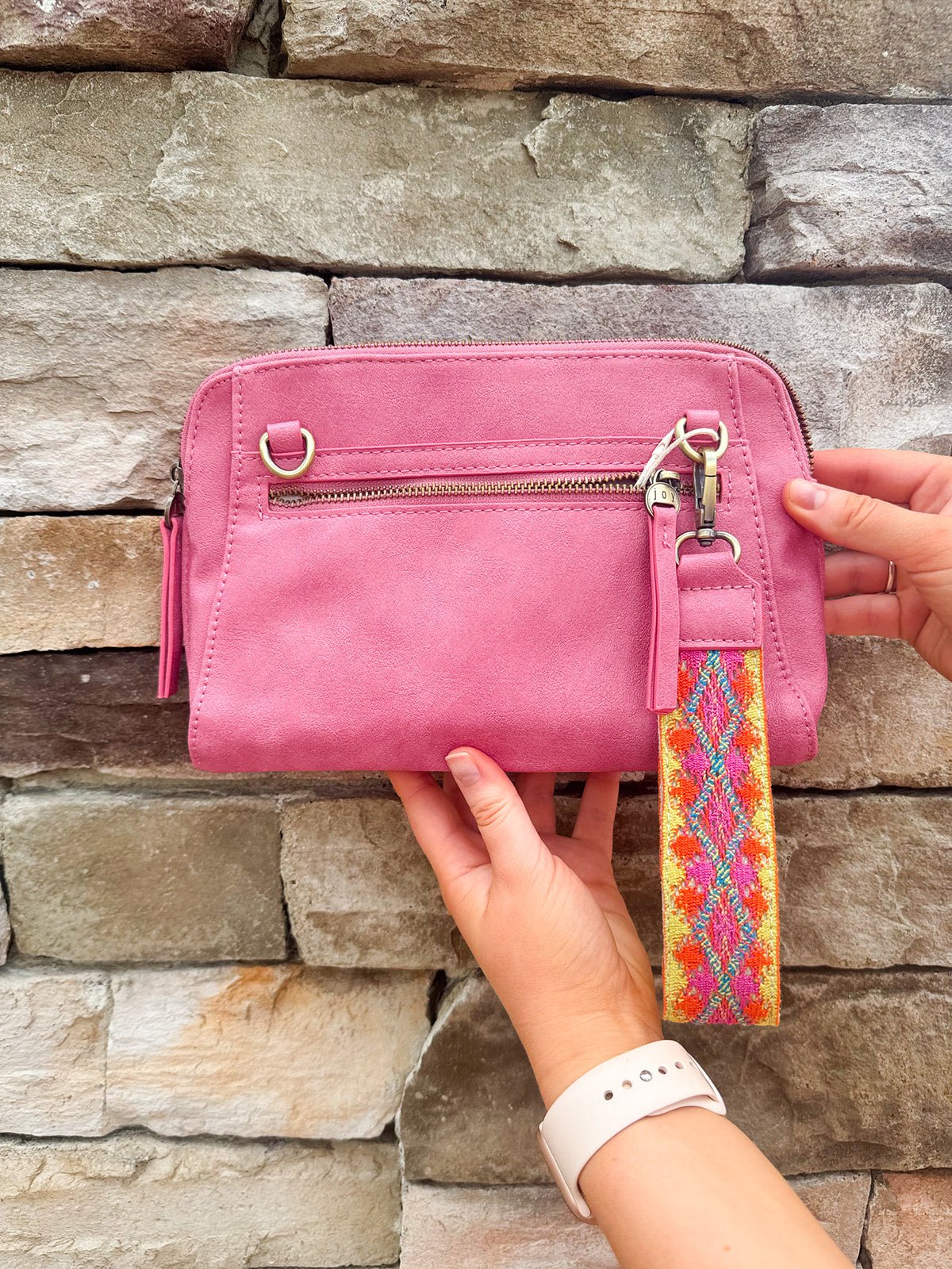 [Joy Susan] Gigi Crossbody in Pink Punch with Embroidered Strap - The Pink Pineapple 850