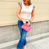 [Joy Susan] Gigi Crossbody in Pink Punch with Embroidered Strap - The Pink Pineapple 850