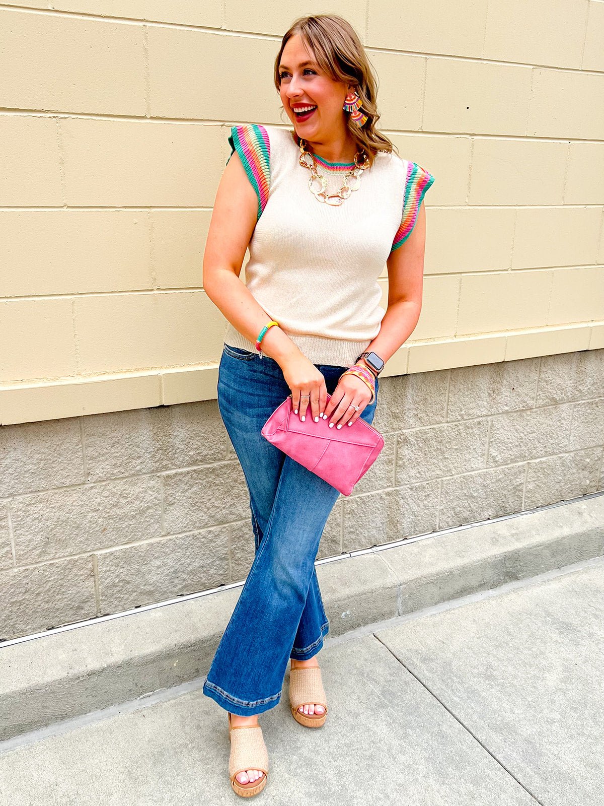 [Joy Susan] Gigi Crossbody in Pink Punch with Embroidered Strap - The Pink Pineapple 850