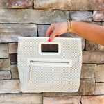 [Joy Susan] Rio Faux Cane Cutout Handle Tote Bag - The Pink Pineapple 850