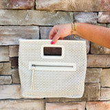 [Joy Susan] Rio Faux Cane Cutout Handle Tote Bag - The Pink Pineapple 850