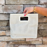 [Joy Susan] Rio Faux Cane Cutout Handle Tote Bag - The Pink Pineapple 850