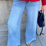 [Judy Blue] Coastal Ease Tie Waist Wide Leg Jeans - The Pink Pineapple 850