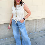 [Judy Blue] Coastal Ease Tie Waist Wide Leg Jeans - The Pink Pineapple 850