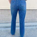 [Judy Blue] Eloise Tummy Control High Rise Raw Hem Straight Leg Jeans - The Pink Pineapple 850