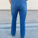 [Judy Blue] Eloise Tummy Control High Rise Raw Hem Straight Leg Jeans - The Pink Pineapple 850