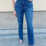 [Judy Blue] Eloise Tummy Control High Rise Raw Hem Straight Leg Jeans - The Pink Pineapple 850
