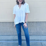 [Judy Blue] Eloise Tummy Control High Rise Raw Hem Straight Leg Jeans - The Pink Pineapple 850