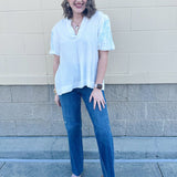 [Judy Blue] Eloise Tummy Control High Rise Raw Hem Straight Leg Jeans - The Pink Pineapple 850