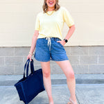 [Judy Blue] HW Featherweight Tie Waist Baggy Shorts - The Pink Pineapple 850