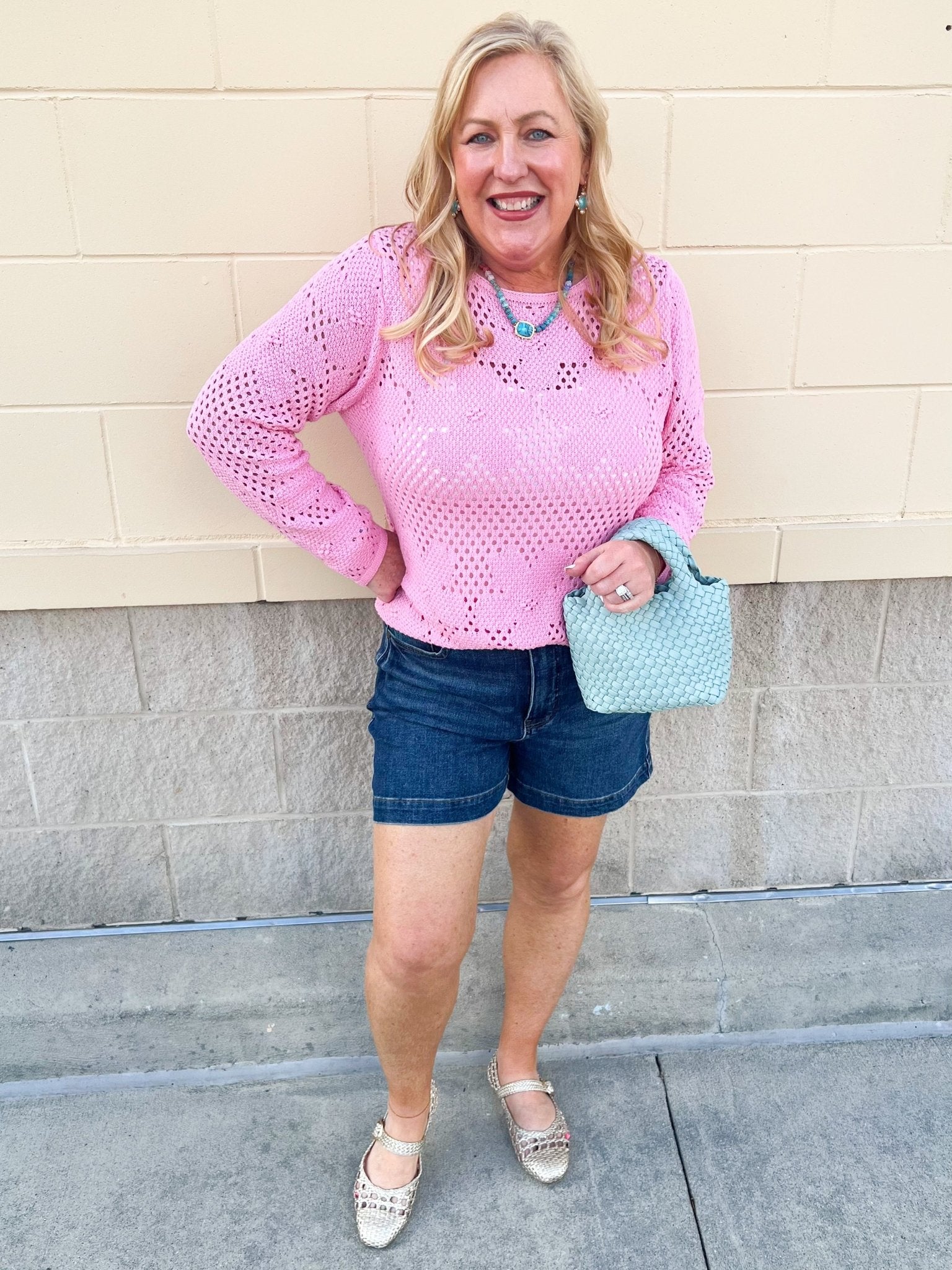 [Judy Blue] HW Tummy Control Slim Denim Shorts - The Pink Pineapple 850