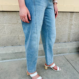 [Judy Blue] Paisley High Rise Side Panel Barrel Leg Jeans - The Pink Pineapple 850